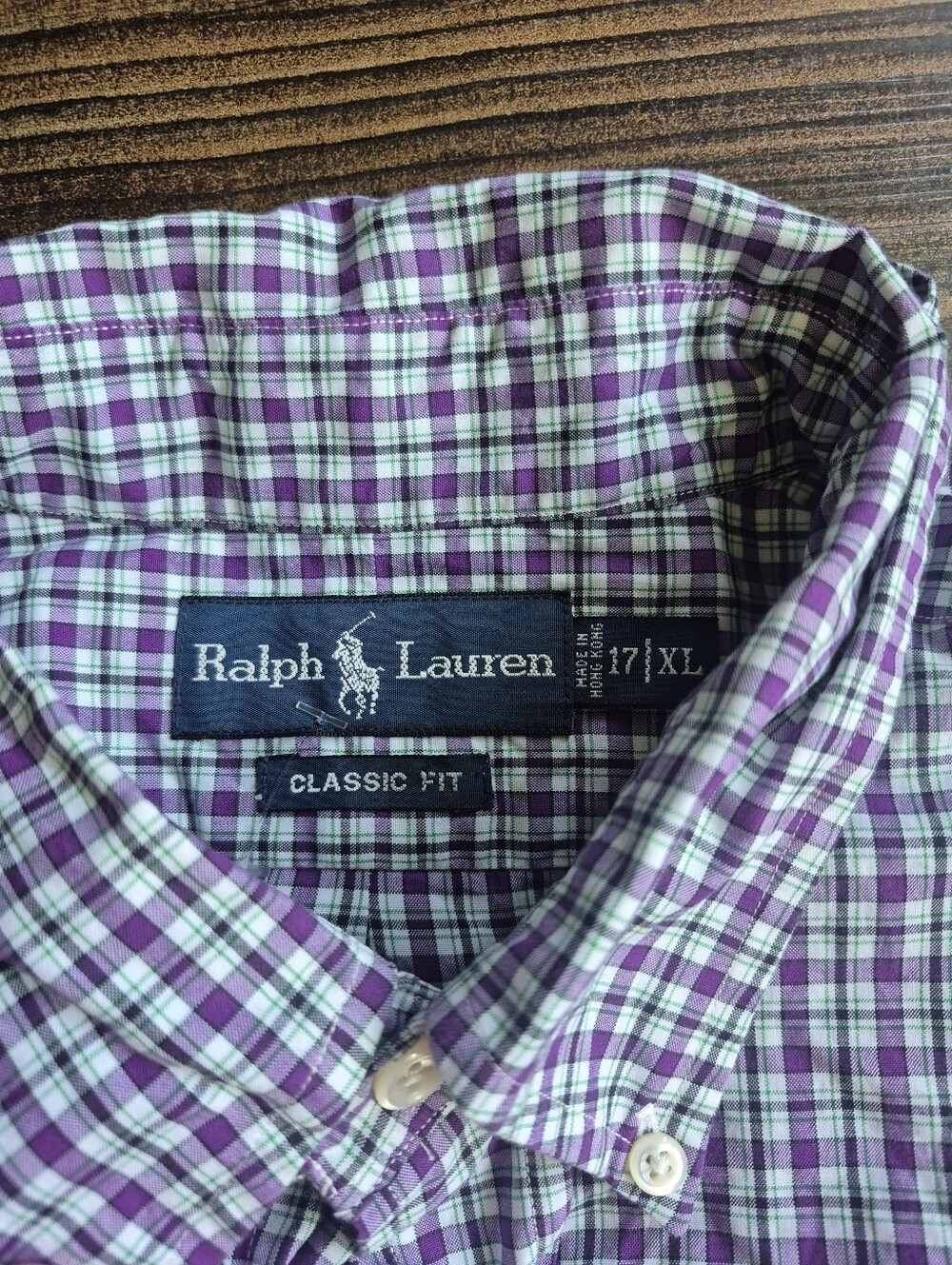 Ralph Lauren Classic Fit Purple Checkered Long Sleeve Button Up Shirt Size XL
